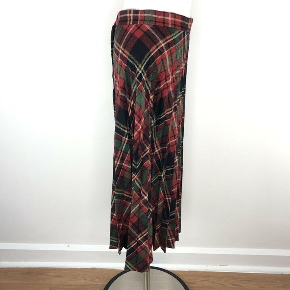 Vtg Catch Can Red Green Pleated Christmas Plaid Sk - Picture 4 of 8